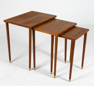 BRAMIN STYLE DANISH TEAK NESTING TABLES 1970S