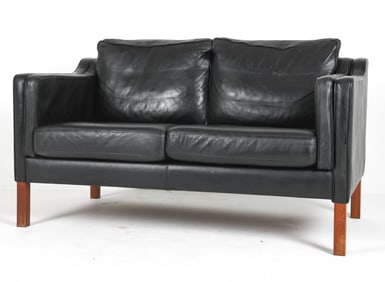 MOGENS HANSEN DANISH LEATHER LOVESEAT C.1970S