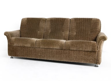 MID-CENTURY SCANDINAVIAN CORDUROY & CHROME SOFA