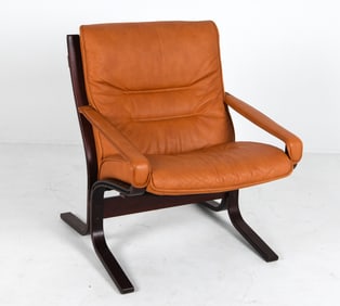 EKORNES BEECH & LEATHER EASY CHAIR C. 1970S
