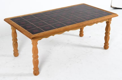 DANISH OAK & TILE COFFEE TABLE C. 1970S