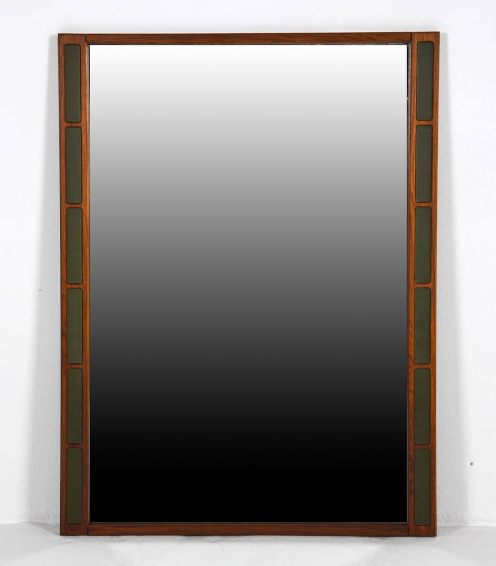 DANISH ROSEWOOD & LEATHER WALL MIRROR (1 of 4)