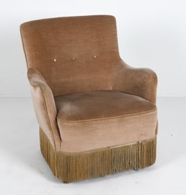 PAOLO BUFFA STYLE VELOUR LOUNGE CHAIR C. 1950S