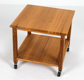 ODDER MOBLER STYLE PINE SIDE TABLE TROLLEY C.1960S