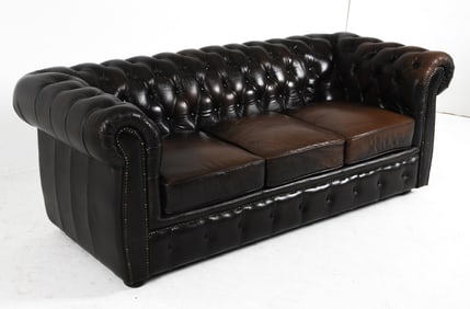 CHESTERFIELD STYLE LEATHER SOFA