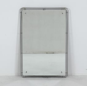 MID-CENTURY CHROME STEEL WALL MIRROR C. 1970S