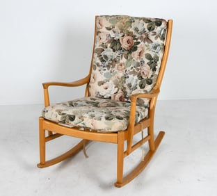 PARKER KNOLL BEECH ROCKING CHAIR C. 1970S