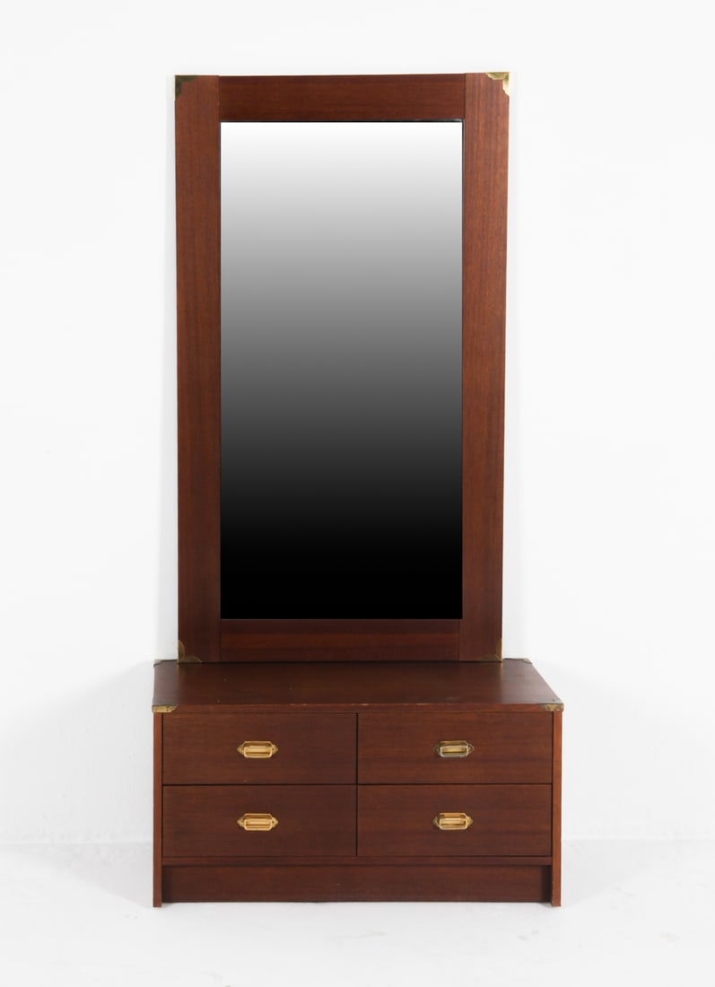 DANISH TEAK CAMPAIGN STYLE LOW CHEST & MIRROR (1 of 14)