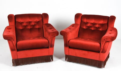 PAIR OF SCANDINAVIAN VELOUR LOUNGE CHAIRS C. 1960S