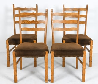 (4) HENNING KJAERNULF STYLE OAK DINING CHAIRS