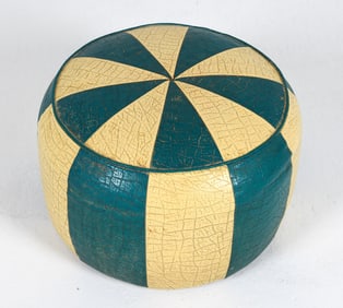 DANISH LEATHER POUF OTTOMAN C. 1970S