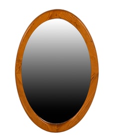 SWEDISH PINE OVAL WALL MIRROR C. 1970S