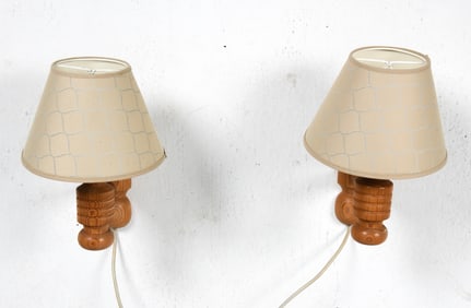PAIR OF SWEDISH PINE WALL SCONCES C. 1970S