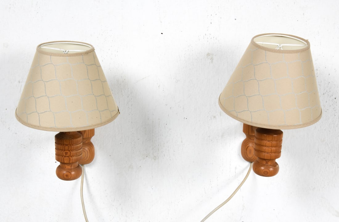 PAIR OF SWEDISH PINE WALL SCONCES C. 1970S (1 of 10)