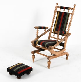 DANISH OAK ROCKING CHAIR & OTTOMAN