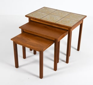 GANGSO STYLE DANISH TEAK & TILE NESTING TABLES