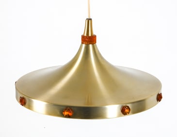 DANISH VITRIKA BRASS TONE PENDANT LIGHT C. 1970S