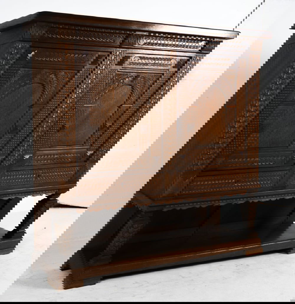 PINDEX BAROQUE STYLE DANISH OAK CABINET 20TH C. (1 of 12)