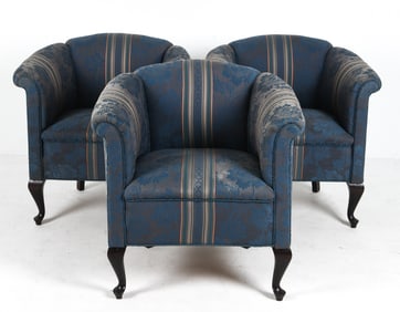 (3) DANISH SILK BARREL LOUNGE CHAIRS C. 1960S