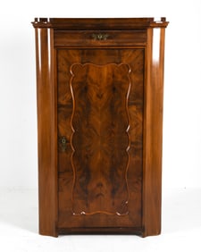 BIEDERMEIER GERMAN WALNUT CORNER CABINET 19TH C.