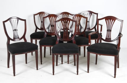 (8) HEPPLEWHITE STYLE SHIELD BACK DINING CHAIRS