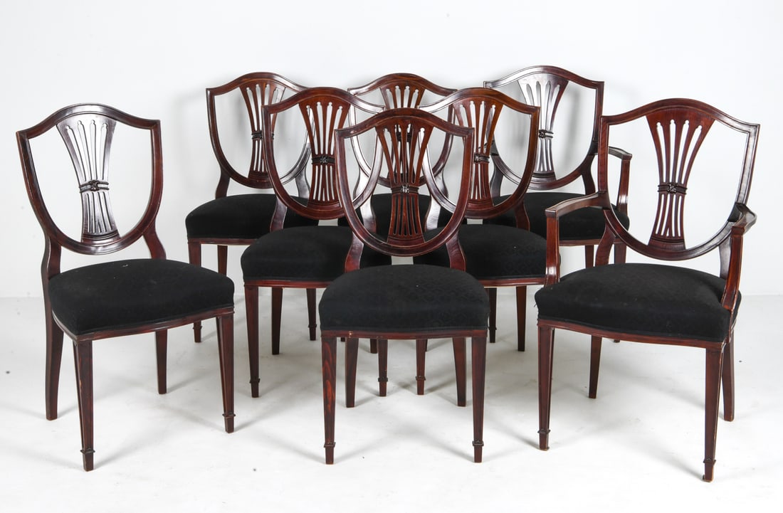 (8) HEPPLEWHITE STYLE SHIELD BACK DINING CHAIRS (1 of 18)