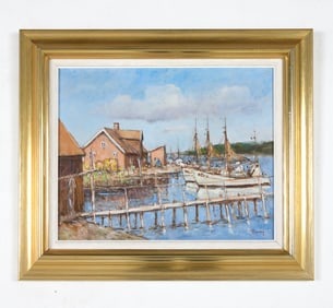 SWEDISH HARBOR LANDSCAPE O/C