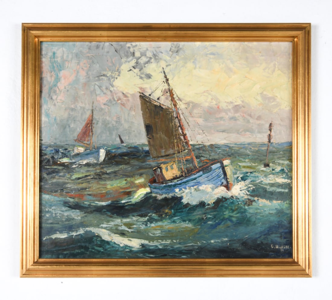 G. W. HILL (20TH C.) SEASCAPE WITH BOAT O/C (1 of 6)