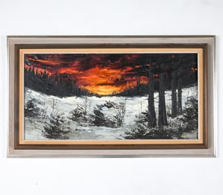 ROALD HANSEN (B. 1938) WINTER LANDSCAPE O/C