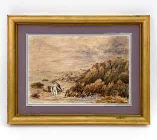 ATTR. CHILDE HASSAM (1859-1935) SEASIDE FIGURE WC