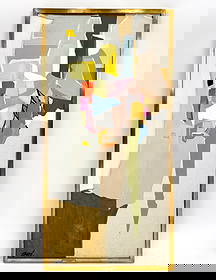 GEORGES CSATO (HUNGARIAN, 1910-1983) ABSTRACT O/C: "Untitled", Abstract painting. Labeled Csato lower margin, and Property of Nathan Cumings on verso. Signed lower left. Oil on canvas. Dimensions: (Frame) H 48.25" x W 24.5" (Canvas) H 46.75" x W 23" C