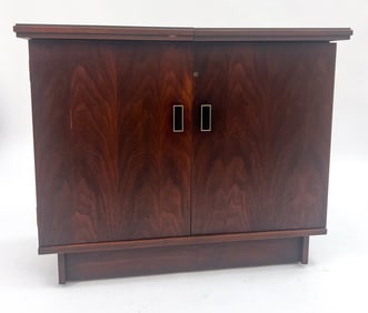 MID-CENTURY ROLLING DRY BAR CABINET