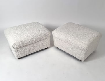 PAIR OF SELIG OF MONROE FAUX SHEARLING OTTOMANS