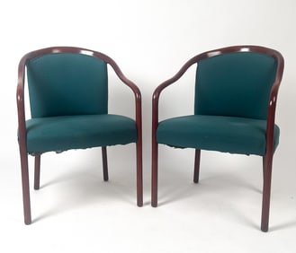 PAIR OF WARD BENNETT BRICKEL ARMCHAIRS C. 1980S