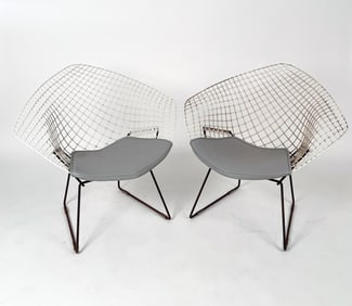 PAIR OF KNOLL HARRY BERTOIA DIAMOND LOUNGE CHAIR