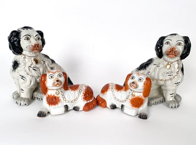 STAFFORDSHIRE PORCELAIN DOGS GROUPING