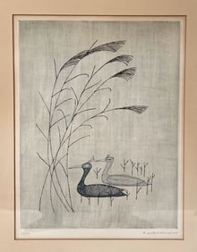 KEIKO MINAMI (JAPAN 1911-2004) BIRDS ETCHING