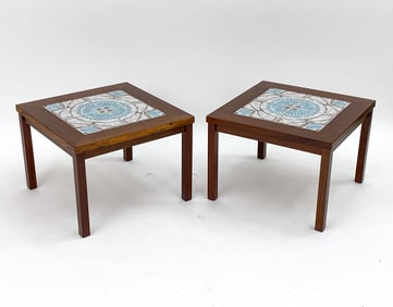 PAIR OF DANISH ROSEWOOD & TILE SIDE TABLES