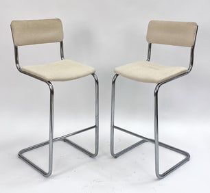 PAIR OF KNOLL CESCA STYLE CHROME BARSTOOLS