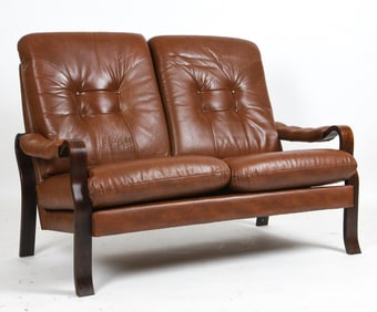 EKORNES AMIGO STYLE LEATHER & BEECH LOVESEAT