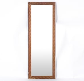 CARVED OAK FRAME RECTANGULAR MIRROR