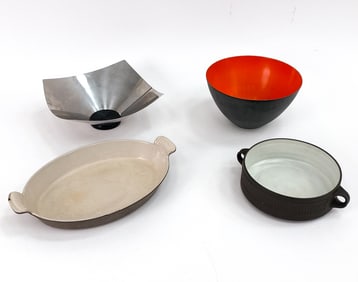 (4) MID-CENTURY GROUPING INCL. ENAMEL, CERAMIC