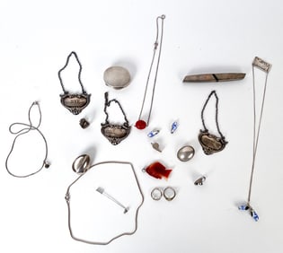 GROUPING OF STERLING SILVER INCL. JEWELRY ETC.