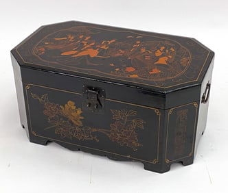 CHINESE BLACK LAQUERED TRUNK