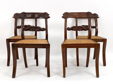 (4) ANTIQUE REGENCY MAHOGANY & CANE DINING CHAIRS