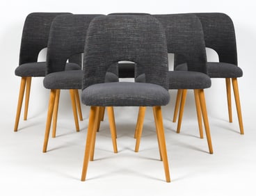 (6) OSWALD HAERDTL BEECH DINING CHAIRS C. 1960S