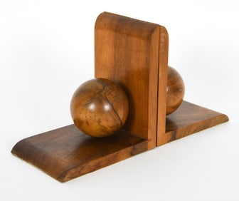 PAIR OF ART DECO WALNUT BOOKENDS C. 1930S