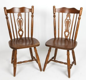 WINDSOR STYLE DUTCH OAK SIDE CHAIRS C. 1970S