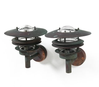 HORN DANISH COPPER OUTDOOR SCONCES C. 1970S