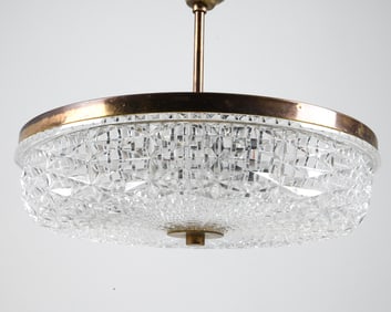 CARL FAGERLUND BRASS & GLASS PENDANT LIGHT C.1960S